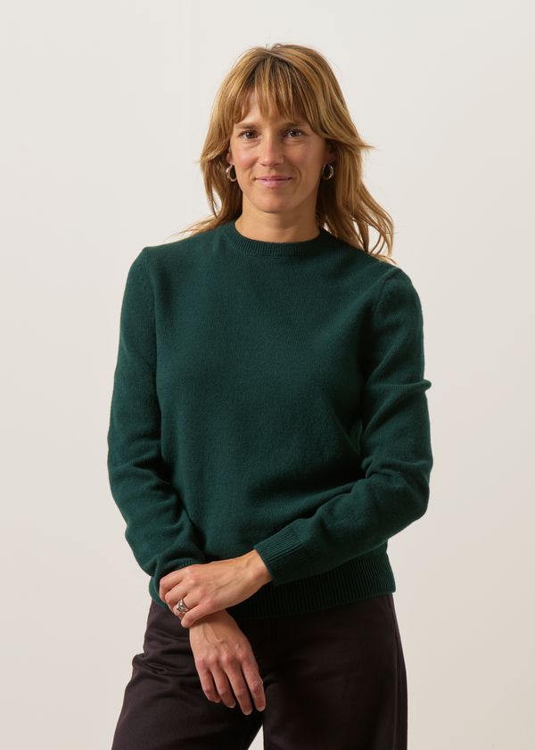Pull régular en laine mérinos recyclée | vert émeraude, WeDressFair