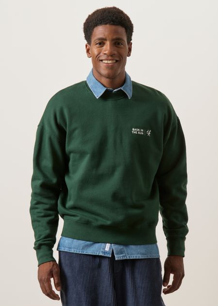 Sweat imprimé droit col rond en coton bio, Bask in the Sun