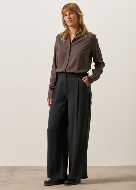 Pantalon ample à pinces en tencel | noir "Black molly pants" - Thinking Mu