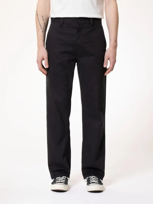 Pantalon large en sergé de coton bio | noir "tuff tony pants black", Nudie Jeans