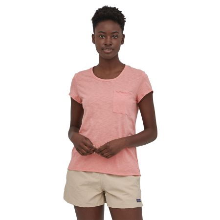 T-shirt rose à poche en coton bio et matière recyclée - mainstay tee sunfade pink