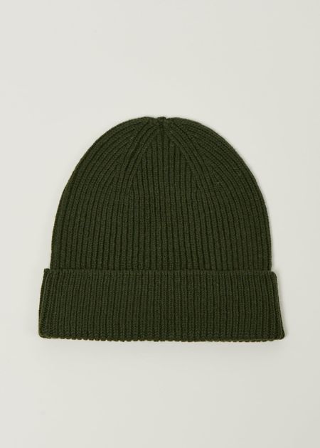 Bonnet en laine mérinos recyclée | olive - WeDressFair