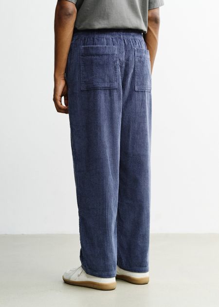 Pantalon ample velours en coton bio | bleu "Cord wide pant - ash blue", Rotholz, photo 2