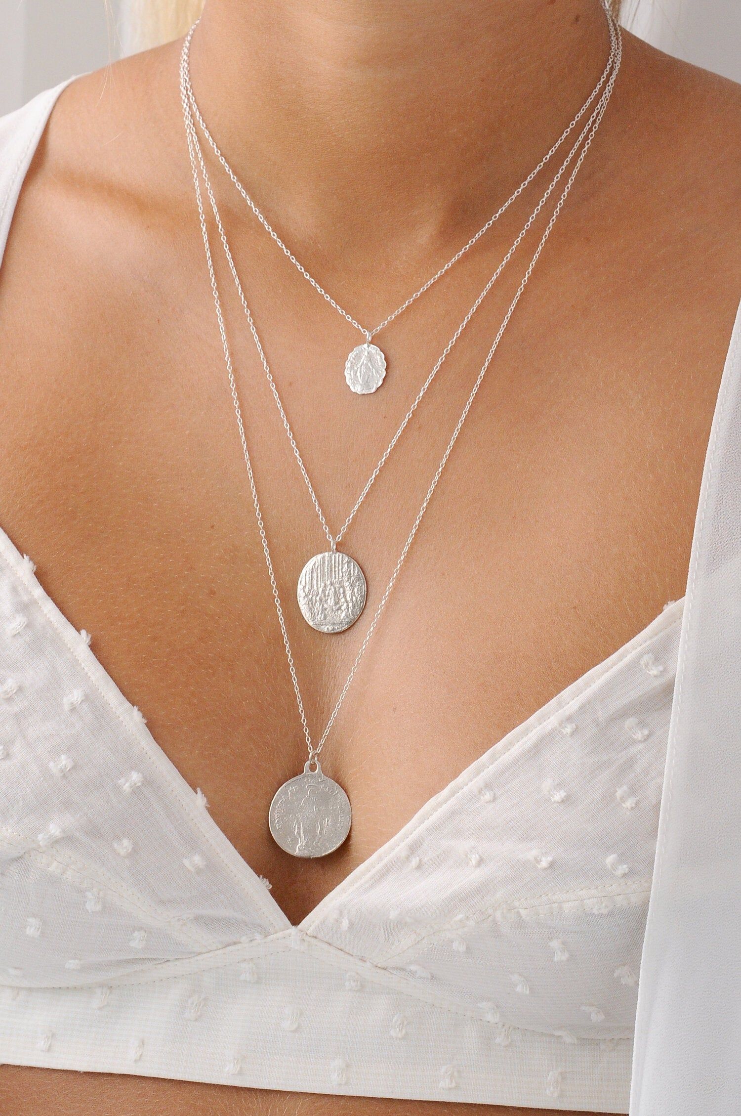 Collier médaillon en argent recyclé - oval pendant necklace, Wild fawn, photo 3