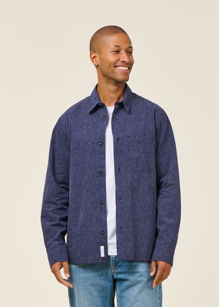 Chemise en coton bio | bleu "casual shirt - speckled navy" - Rotholz