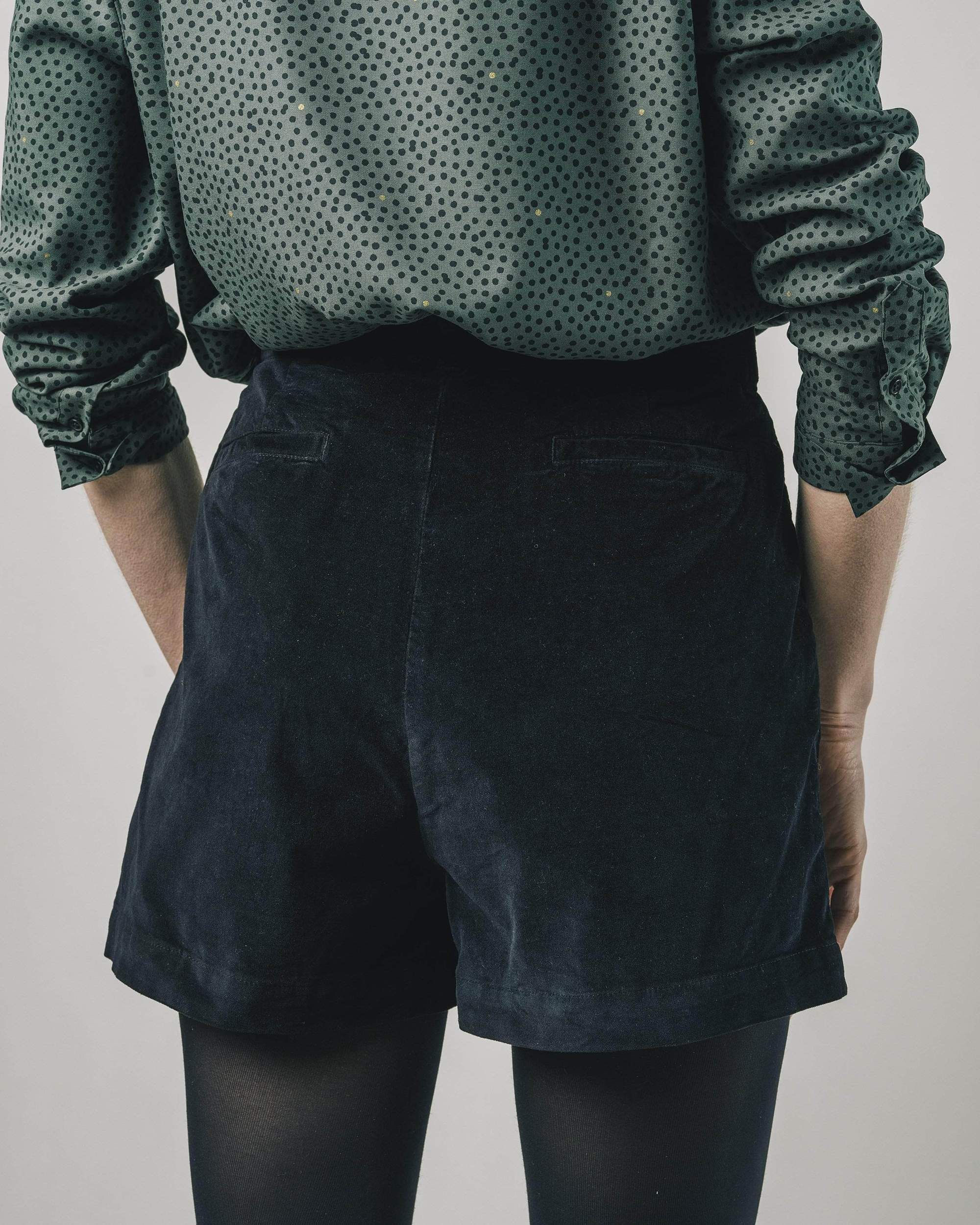 Short noir velours en coton bio - belted short black, Brava Fabrics, photo 4