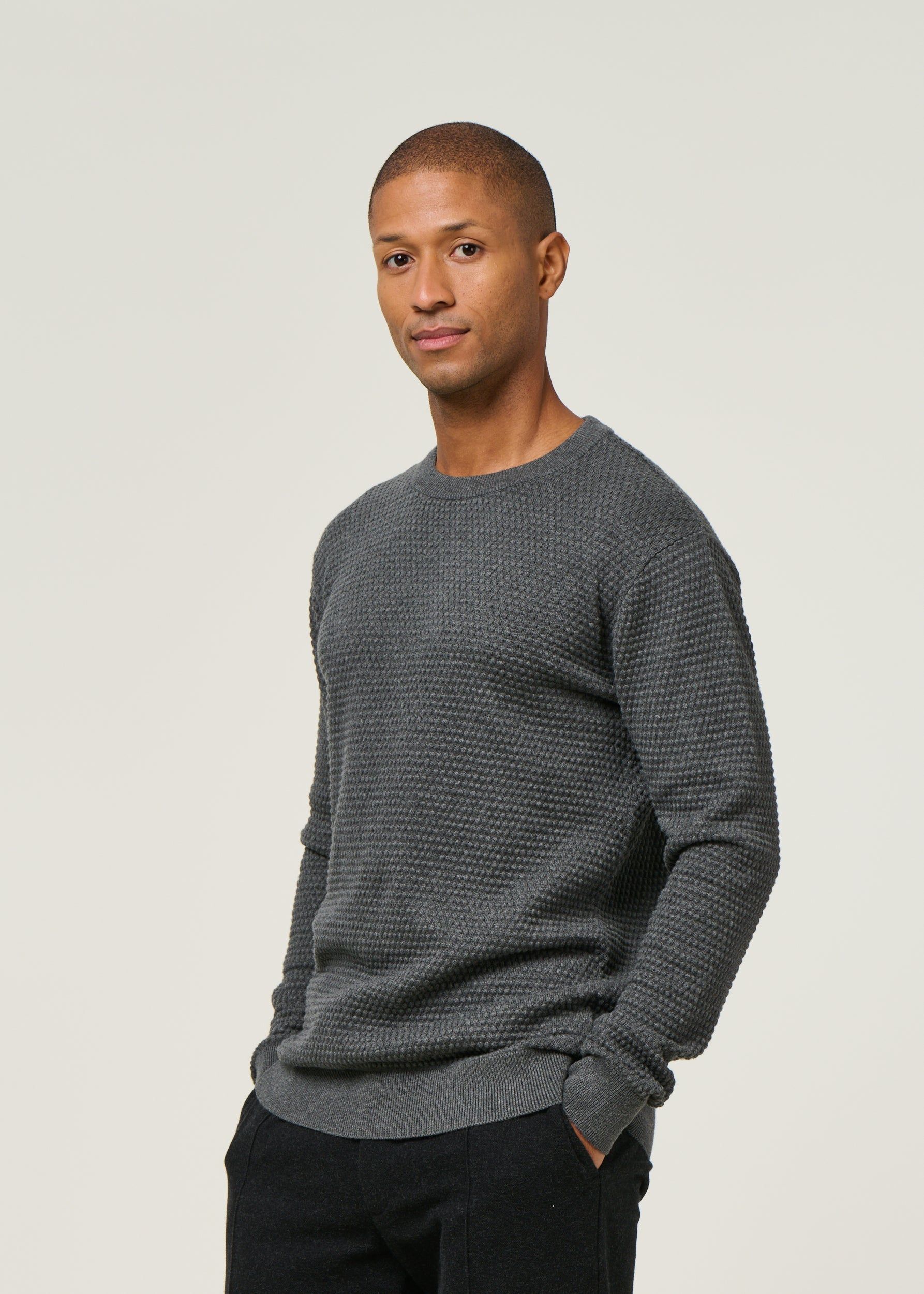 Pull en coton bio | gris "vagn dark grey melange", Knowledge Cotton Apparel, photo 1