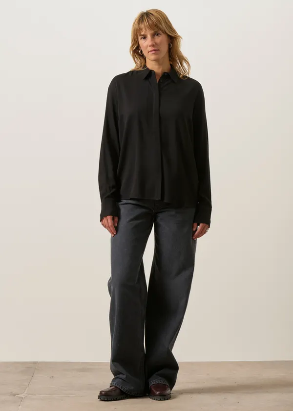 Blouse en viscose ecovero | noir "larisaana longsleeve - black", Armedangels