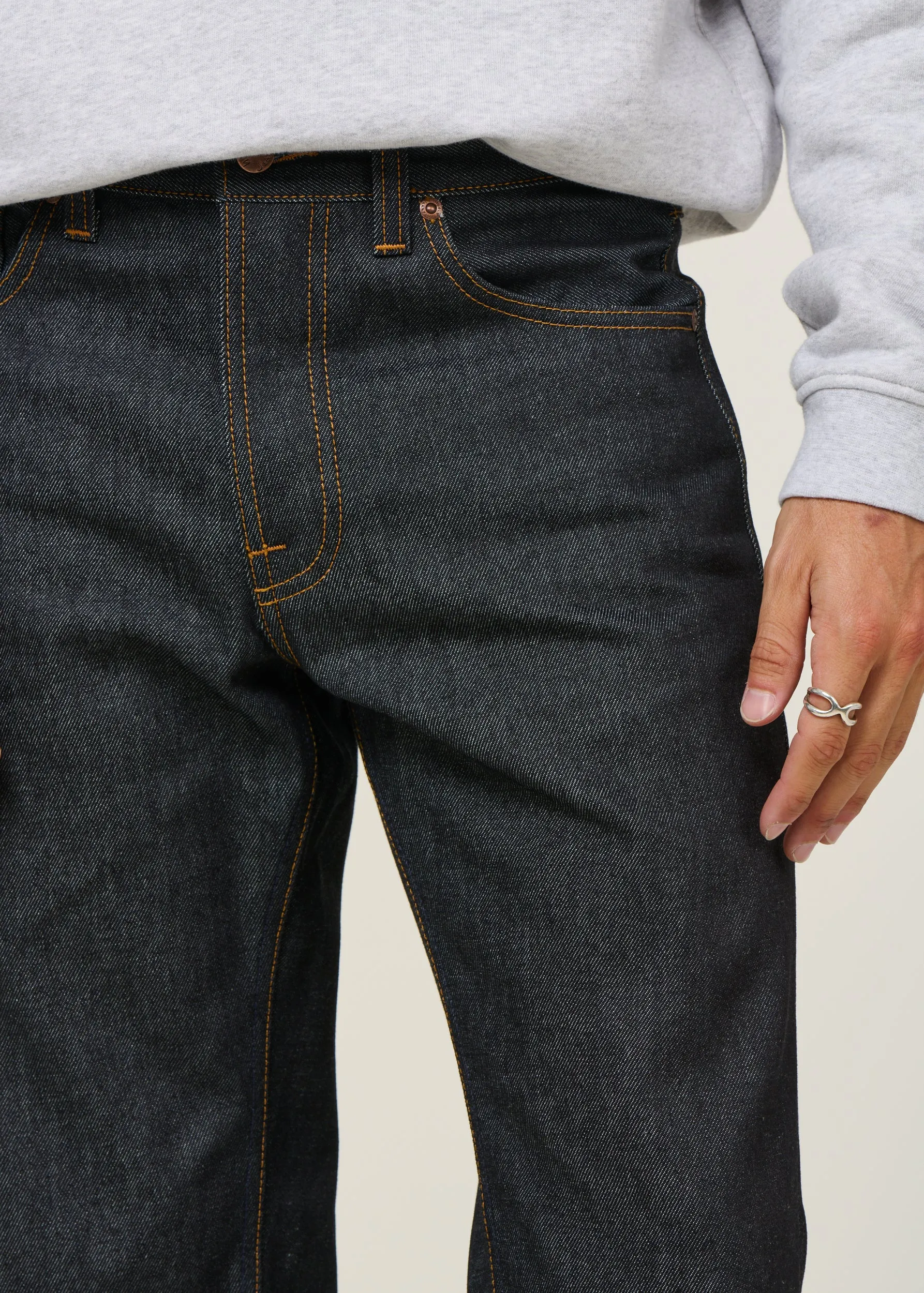 Jean droit large en coton bio | bleu brut "rad rufus dry heavy", Nudie Jeans, photo 2