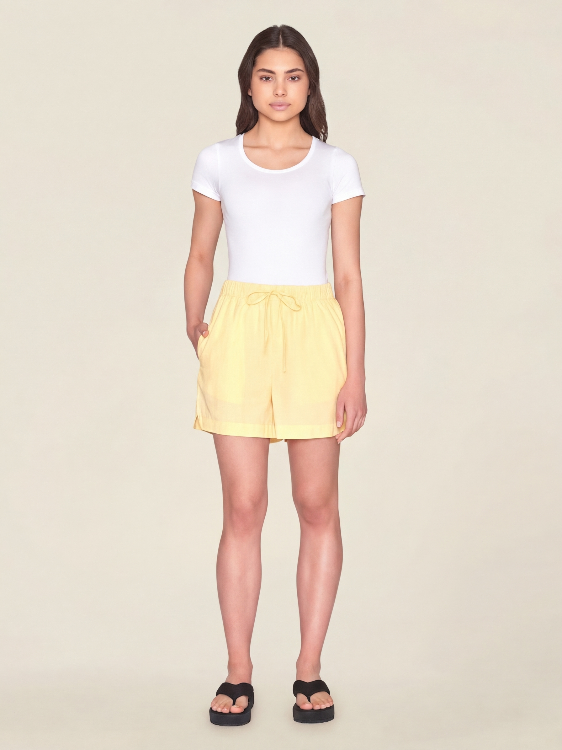 Weite Shorts aus Bio-Baumwolle | Gelb "posey wide waist shorts impala", Knowledge Cotton Apparel, Foto 4