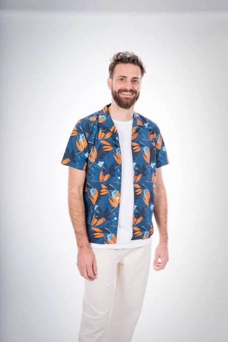 Chemise ample à manches courtes imprimé fleuri - wave