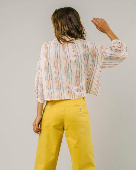 Blouse colorée col mao en coton bio - ivory boho shirt citric yellow, Brava Fabrics, photo 4