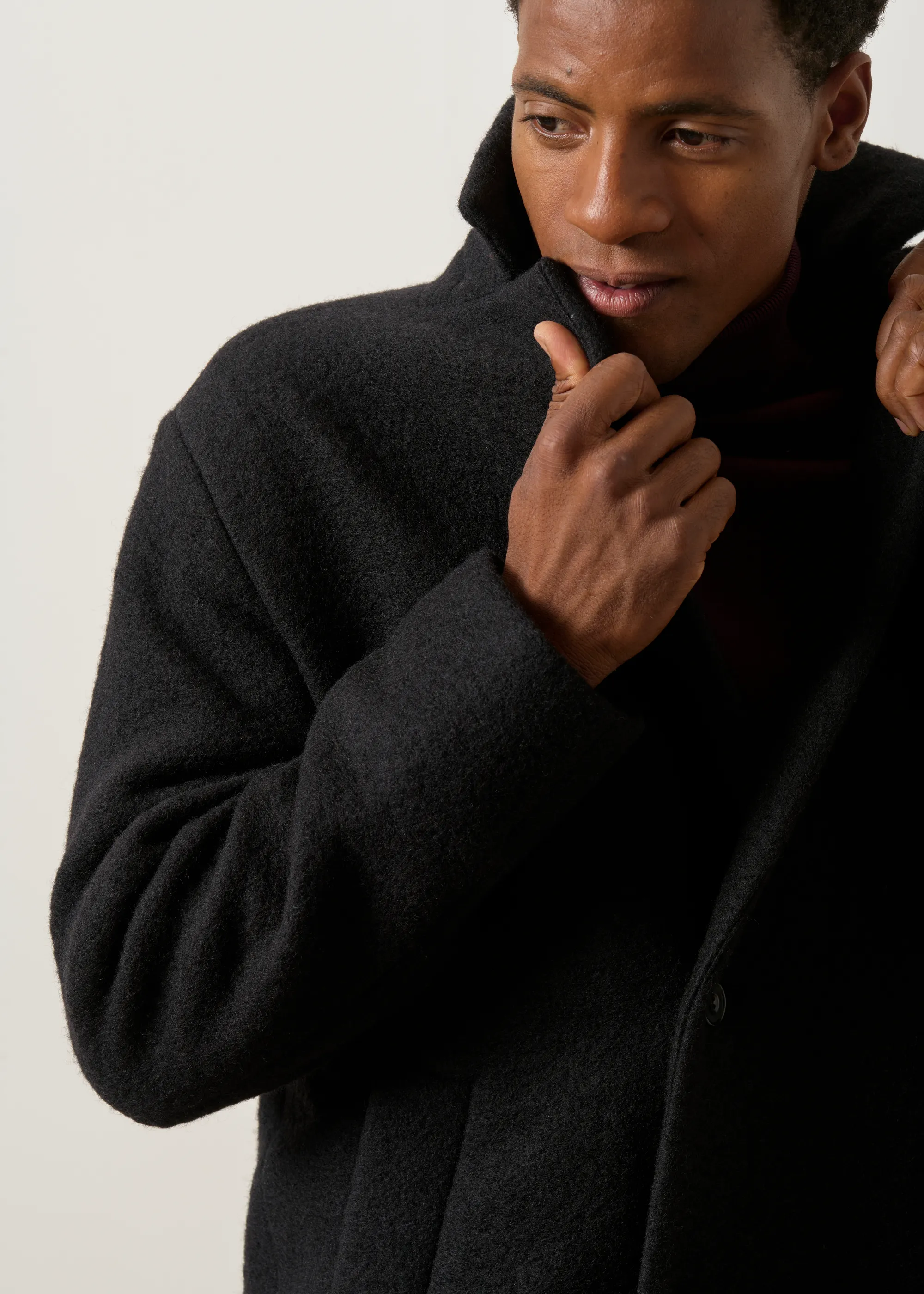 Manteau long en laine bio | noir "Formal coat - true black", Rotholz, photo 2