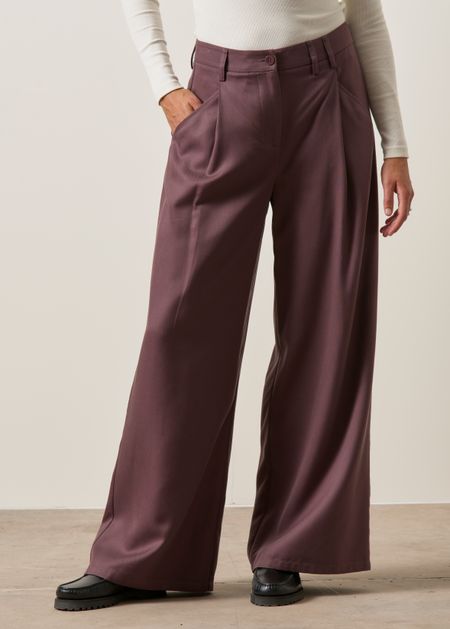 Pantalon ample à pinces en tencel et coton bio | bordeaux "Dark wine molly pants - burgundy" - Thinking Mu