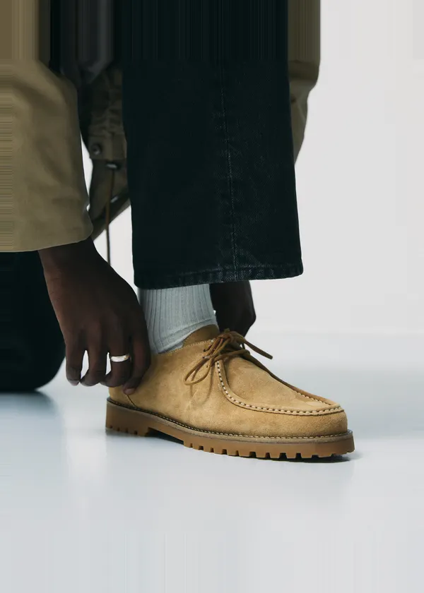 Chaussures en cuir certifié | beige "ollie moc toe - earth suede", Garment Project