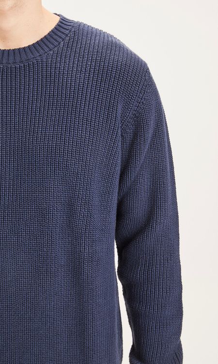 Pull bleu nuit en coton bio - valley total eclipse, Knowledge Cotton Apparel, photo 2