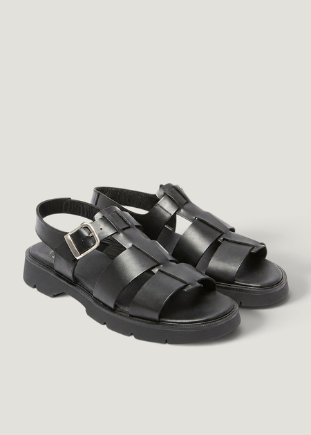 Sandales made in france en cuir tannage végétal certifié | noir "ballast vgt" - Kleman