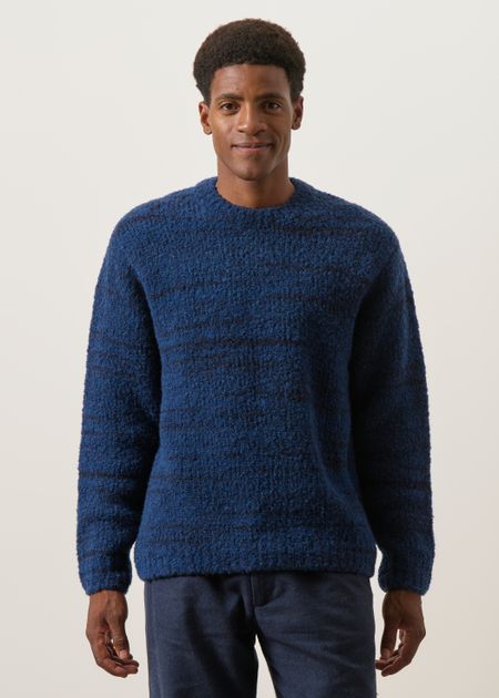 Pull en laine certifiée | bleu "Gurra boucle sweater - multi" - Nudie Jeans