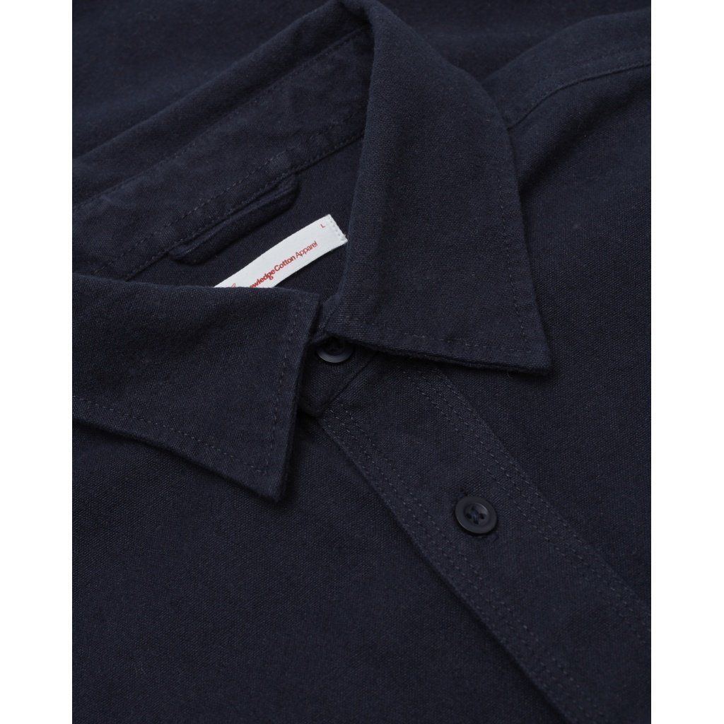 Surchemise manches longues marine effet moleskine en coton bio, Knowledge Cotton Apparel, photo 4