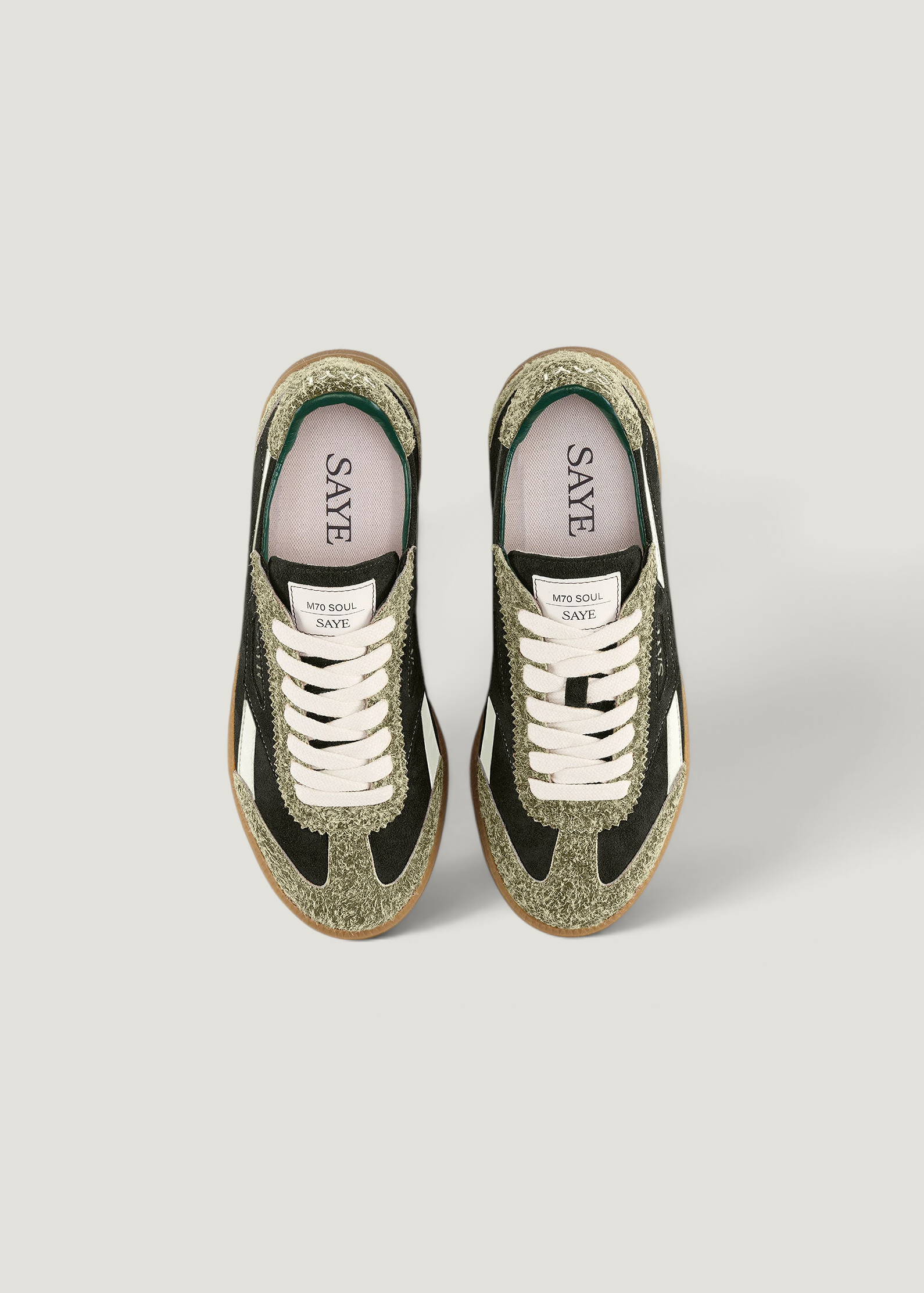 Sneaker aus zertifiziertem Leder | Grün und Beige "M70 soul", SAYE, Foto 2