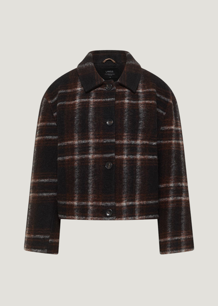Veste à carreaux en laine et coton bio | multicolor "karo jacke - black / brown multicolour", Lanius, photo 6
