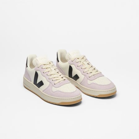 Baskets en cuir | bicolore "v-10 prime - pure_black_parme" - Veja