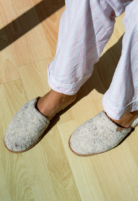 Chaussons en laine recyclée | écru "simone naturelle"
