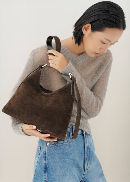 Sac à main en cuir suède certifié | marron  "bari - coffee", Vagabond