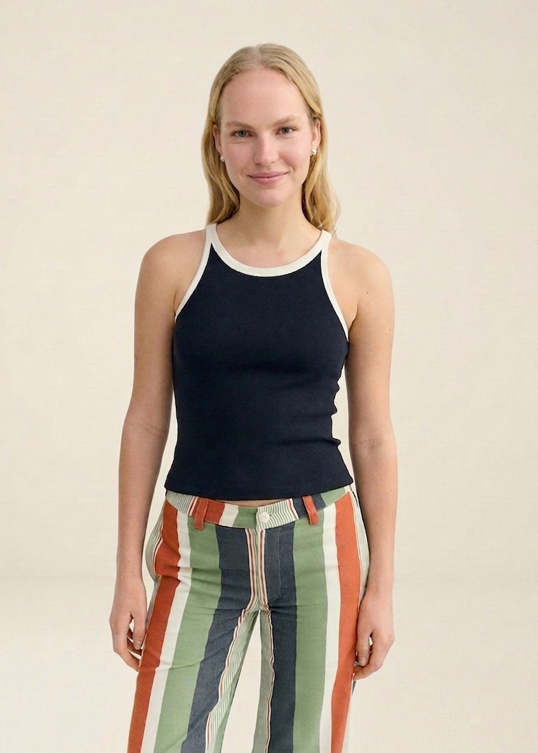 Tanktop aus Bio-Baumwolle | Marine "navy pannacota contrast harriet top", Thinking Mu, Foto 1