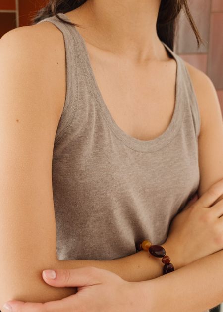 Débardeur en lin upcyclé | taupe - WeDressFair