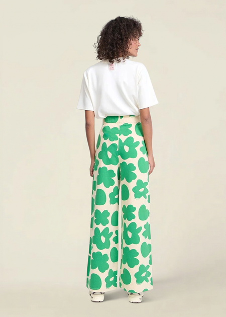 Pantalon ample jersey en coton bio | vert "pauline" - émoi émoi