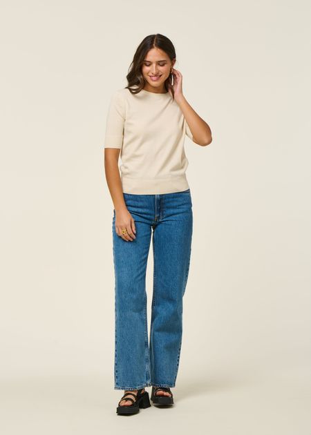 Pull manches courtes en coton bio | écru "suéter muike - ivory" - SKFK