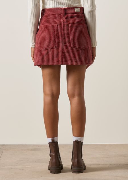  Jupe en velours côtelé en coton bio | bordeaux "Mahogany corduroy kimmy skirt" - Thinking Mu