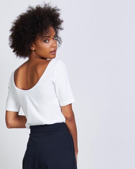 T-shirt blanc en coton bio - scoop