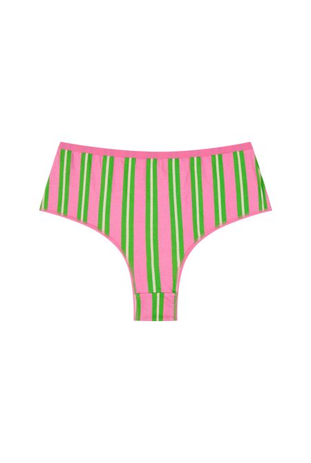 Shorty tanga coton bio | rayures vert et rose, We Are Jolies, photo 4