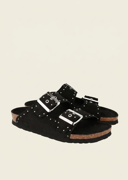 Sandales en cuir suède certifié | noir "honolulu lead velour black" - Genuins