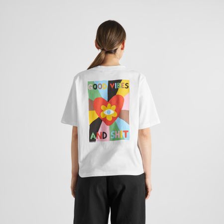 T-shirt en coton bio | blanc "vadstena good vibes white" - Dedicated