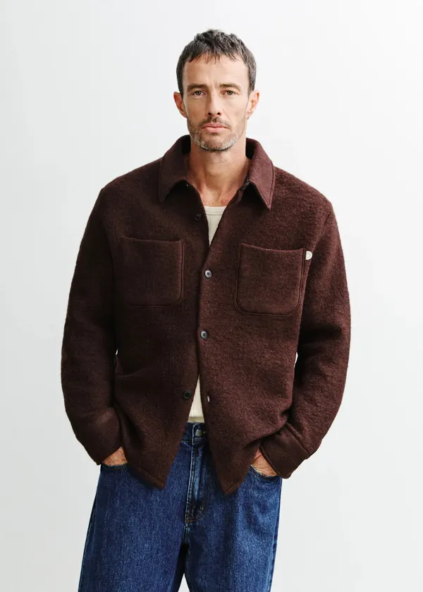Surchemise en laine et coton bio | marron "Relaxed overshirt - rosewood brown", Rotholz