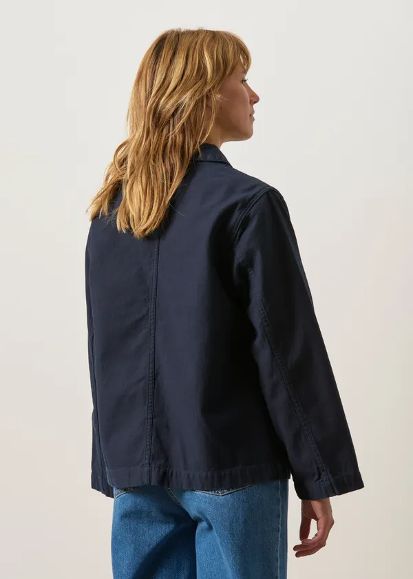 Veste en coton bio | bleu "Lovis jacket back sateen - indigo", Nudie Jeans
