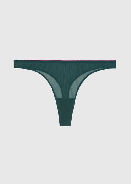 String aus recycelten Materialien | Grün "mesh thong - pine/candy pink", Understatement, Foto 2