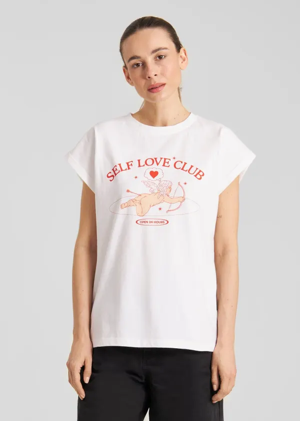 T-shirt en coton bio | blanc "T-shirt visby self love club white - white", Dedicated