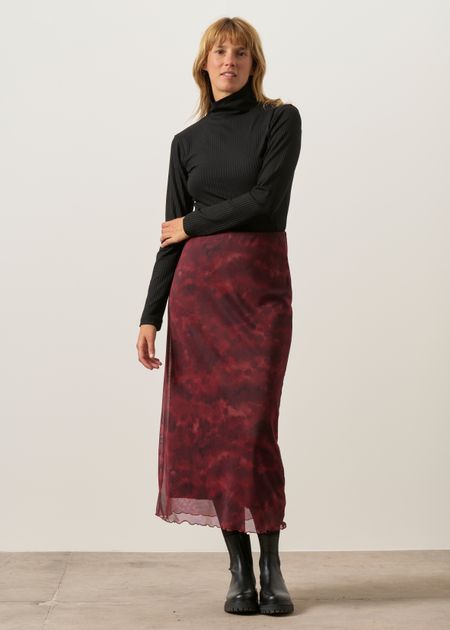Jupe en coton biologique et polyester recyclé | rouge "Smuk - carmine curl"