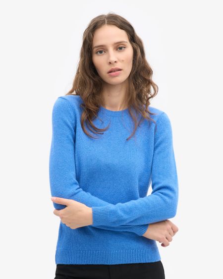 Pull en laine mérinos recyclée | bleu "pacific blue"