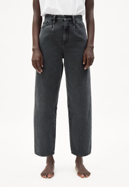 Jean 7/8 droit gris en coton bio - aanike graphite