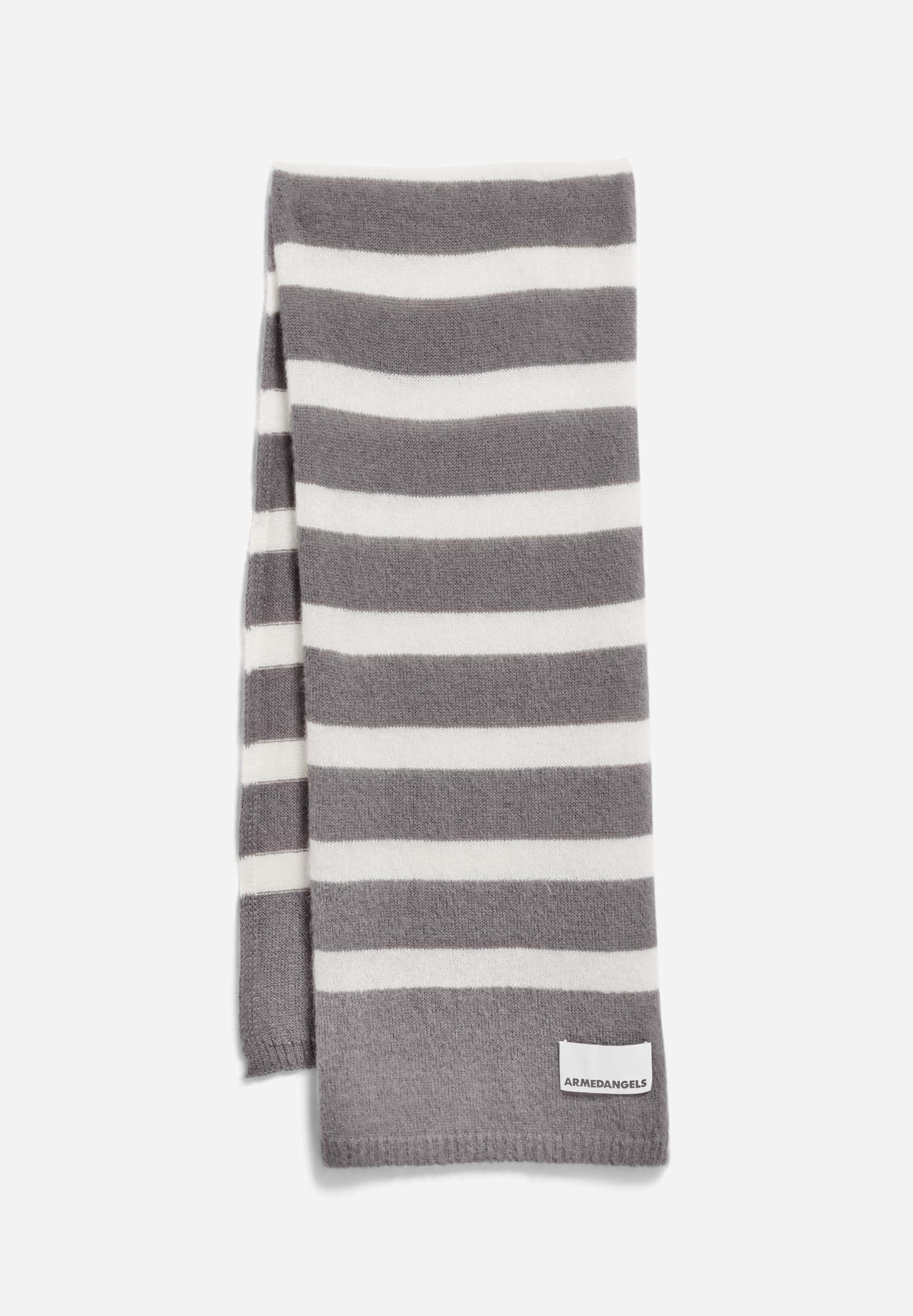 Schal aus Bio- und recycelter Wolle | Grau "yukinaa stripes - iron cast-oatmilk", Armedangels, Foto 1