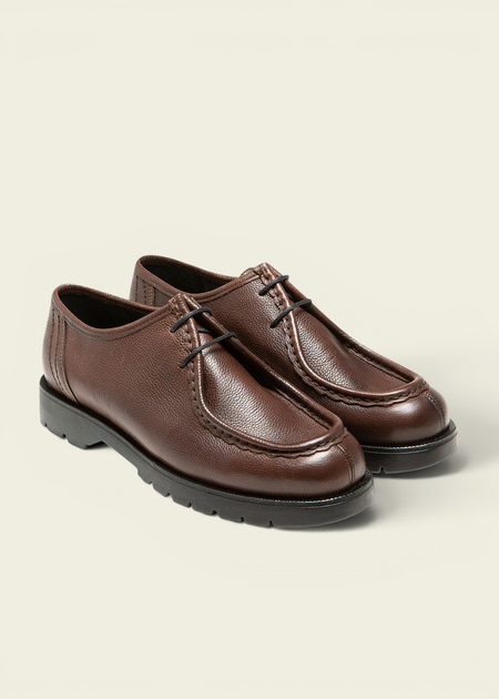 Derbies made in france en cuir grainé tannage végétal |  "padror g vgt café" - Kleman