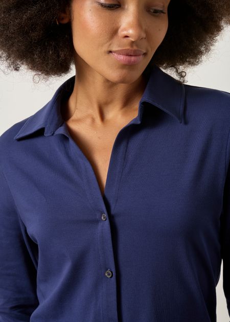 Chemise en coton bio | bleu marine "Nalaannia blouse | tinted navy" - Armedangels