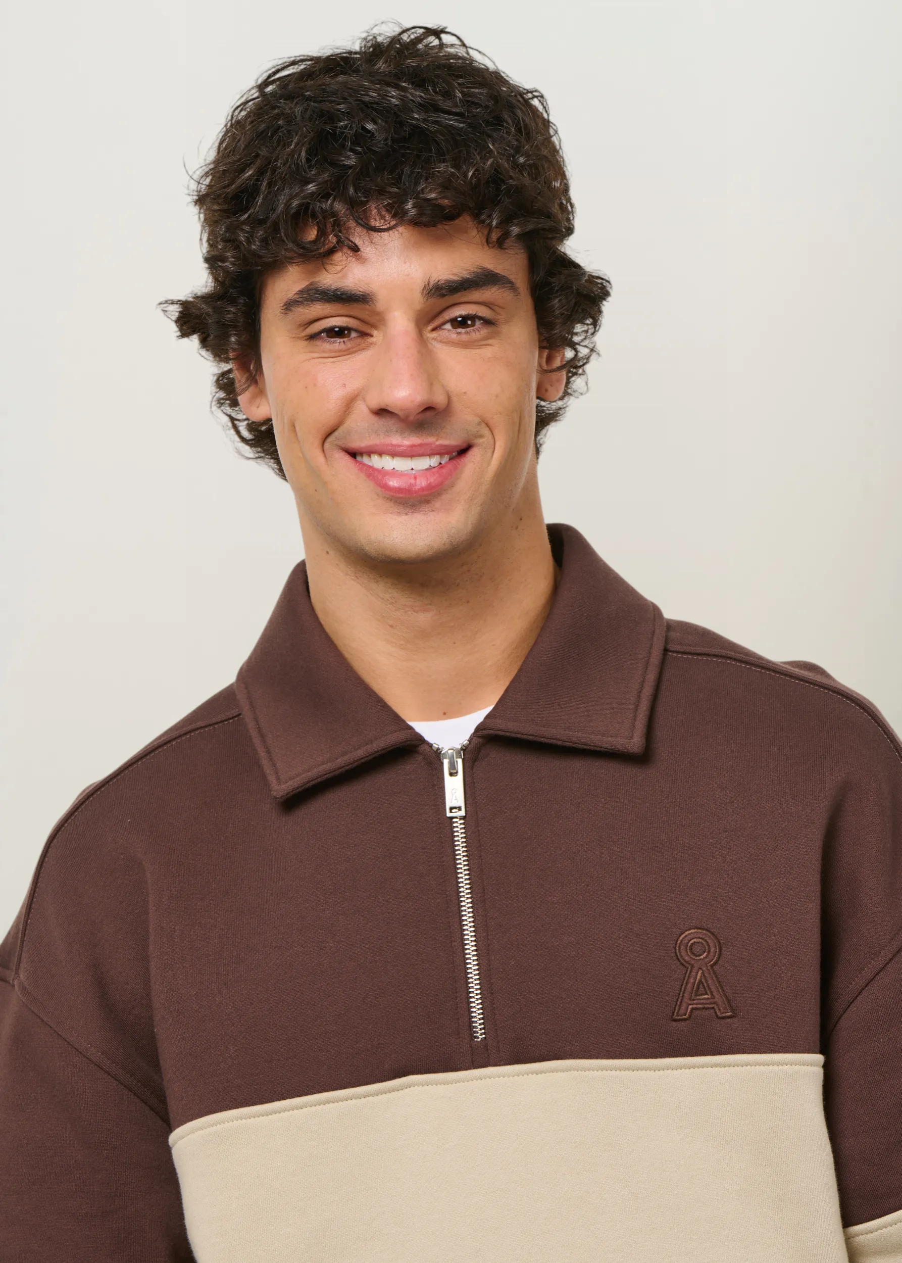 Sweat col camionneur en coton bio | bicolore "Striped troyer sweatshirt", Armedangels, photo 2