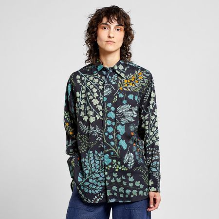 Chemise en tencel | motifs floraux "shirt kosta botanical quilt black"