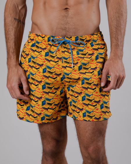 Short de bain en matière recyclée | multicolore "kodak film swimwear yellow" - Brava Fabrics